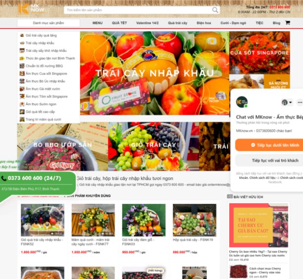Thiết kế website bán quà tặng trái cây, giỏ quà trái cây