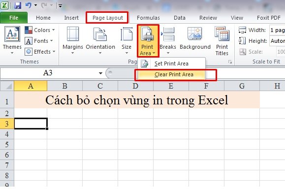 Cách bỏ chọn vùng in trong Excel đơn giản nhất 
