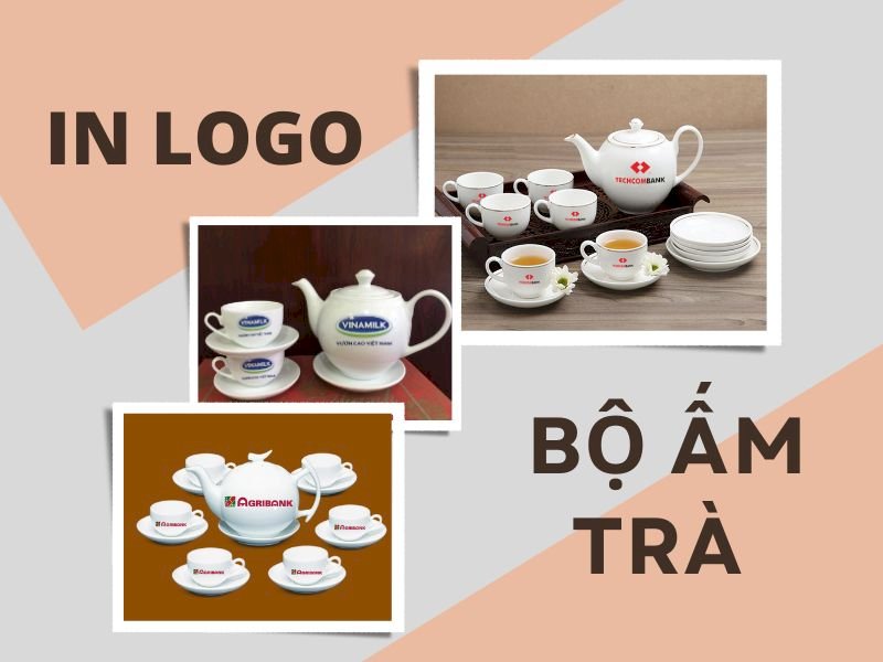 Bộ ấm chén, ấm trà in logo theo yêu cầu, đẹp, giá rẻ tại TPHCM 