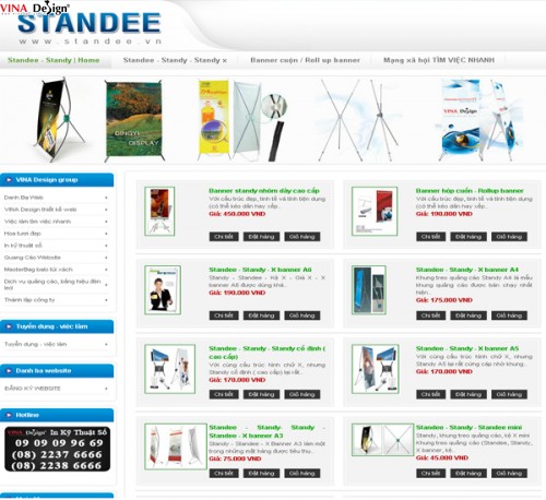 Thiết kế web bán hàng Standee, Standy, Banner stand - Standee.vn
