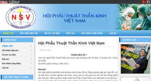 Hội Phẫu Thuật Thần Kinh Việt Nam nói về dịch vụ thiết kế website tại VINADesign
