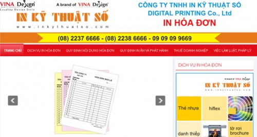 Thiết kế website In Hóa Đơn - www.Inhoadon.com.vn
