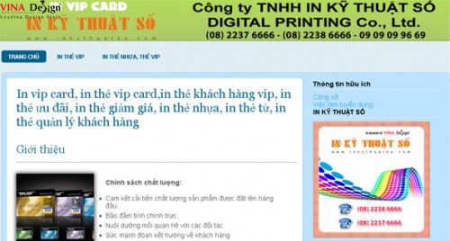 Thiết kế website In Vip Card - www.Invipcard.com