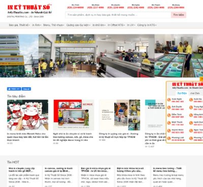 Thiết kế website in ấn quảng cáo, in nhanh kỹ thuật số