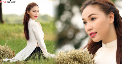 Quỳnh Thư, dịu dàng với áo dài trắng