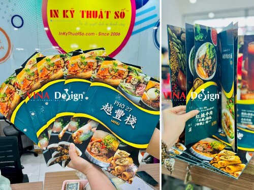 In menu quán phở song ngữ Việt - Trung - VND46