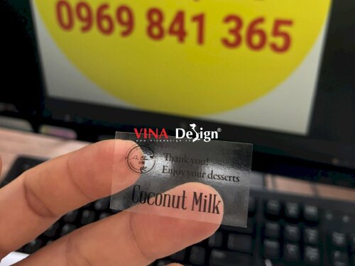 In tem decal trong dán chai nước sữa dừa - VND75