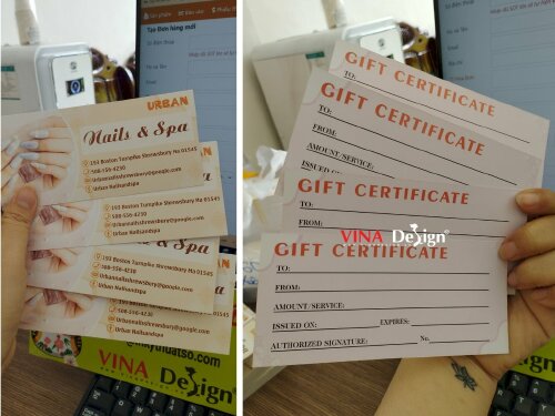 In phiếu quà tặng Gift certificate Nail & Spa - VND204