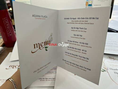 In menu tiệc cưới, menu để bàn tiệc cưới nhà hàng sang trọng - VND465