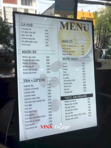 In biển hộp đèn Led A2 siêu mỏng từ Backlit làm menu để quầy order quán cà phê - VND581