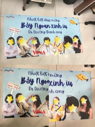 In banner PP cầm tay Nhiệt liệt chúc mừng bạn bè Ra trường thành công, in PP cán mờ lấy liền trong ngày - VND662