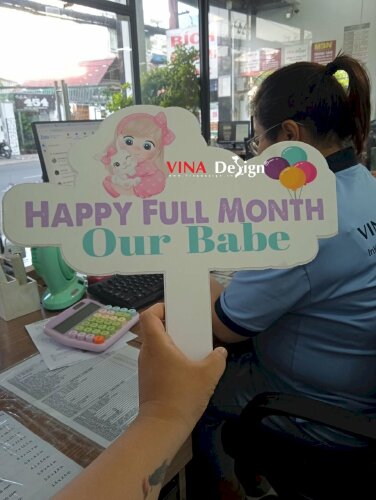 In hashtag cầm tay tiệc Đầy Tháng bé gái Happy Full Month Our Baby - VND625