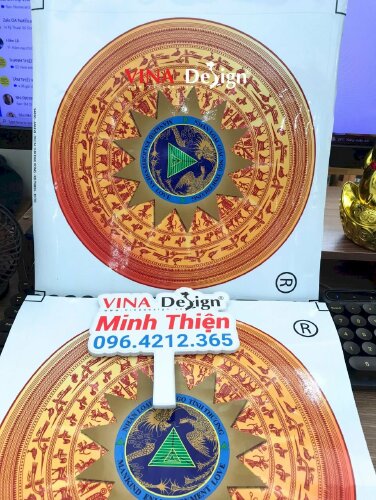 In logo Decal sữa khổ lớn hoa văn trống đồng - VND660