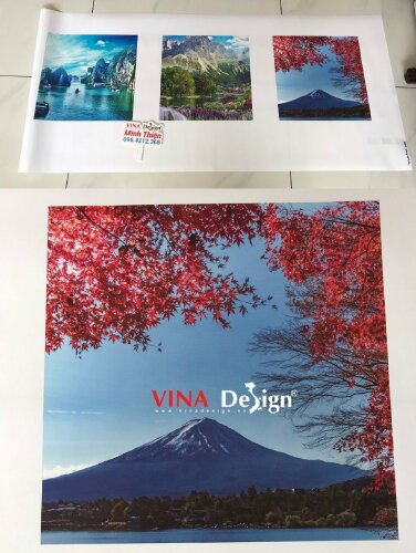 In trên vải Canvas bộ 3 tranh treo tường phong cảnh vịnh Hạ Long, Châu Âu, núi Phú Sĩ - VND630