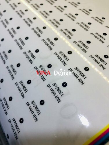 Tem in giá sản phẩm, in Decal dán sản phẩm theo yêu cầu - VND642