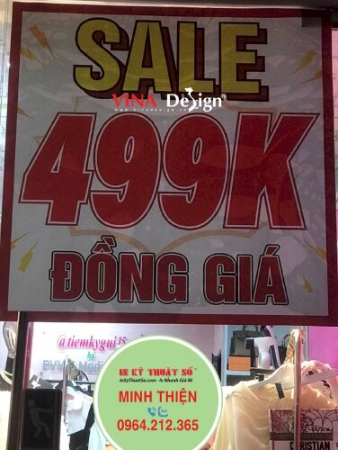 In bảng sale đồng giá 499k Decal sữa dán kính khổ lớn - VND705