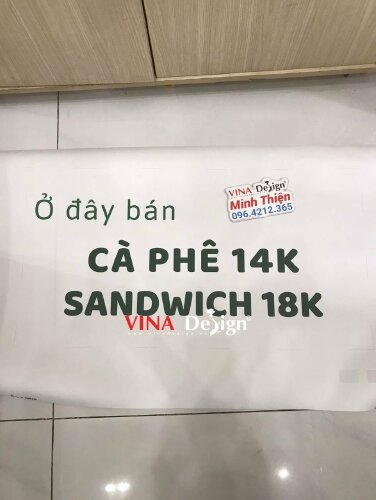 In menu giá cà phê, sandwich cho quán, in chữ lên vải Canvas - VND721