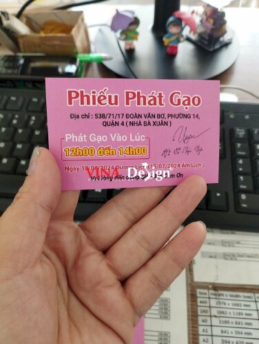 In phiếu phát gạo, phiếu giấy nhận quà từ thiện, in phun trên giấy Couche 1 mặt - VND724