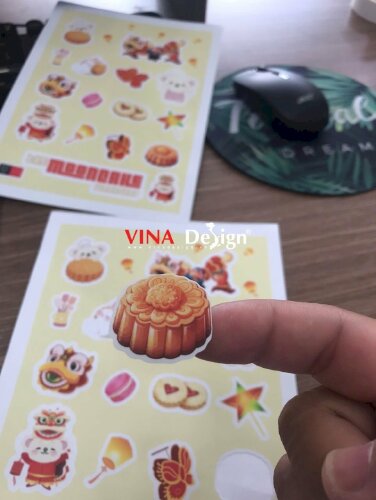 In Sticker Sheets Trung thu cute Decal sữa nhãn dán dạng tờ rời khổ A5 - VND804