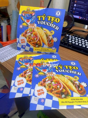 In PP có keo Poster giới thiệu khuyến mãi Voucher quán bánh Tacos - VND815