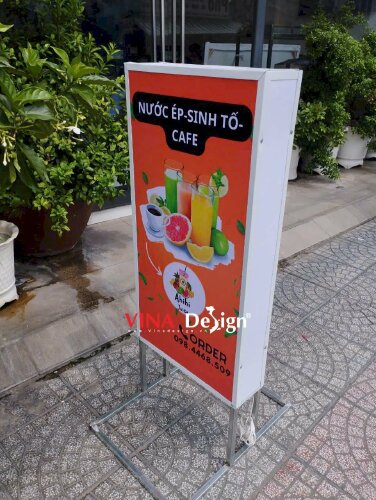 In bảng hiệu hộp đèn quán nước ép sinh tố cafe, hộp đèn hiflex 2 mặt - VND940