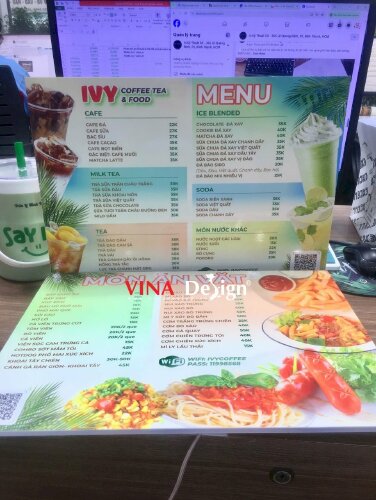 In ấn menu quán coffee tea & food dạng cầm tay in Formex 2 mặt cứng cáp - VND946