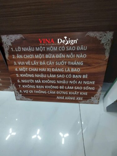 In bảng Formex Slogan, Cap, STT ăn nhậu hài hước trang trí quán, nhà hàng - VND942