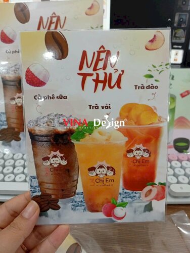 In menu plastic cầm tay cho quán cafe - VND975