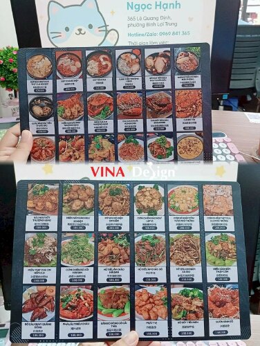 In menu quán ăn món Trung, menu nhựa cứng cầm tay khổ A4 - VND977