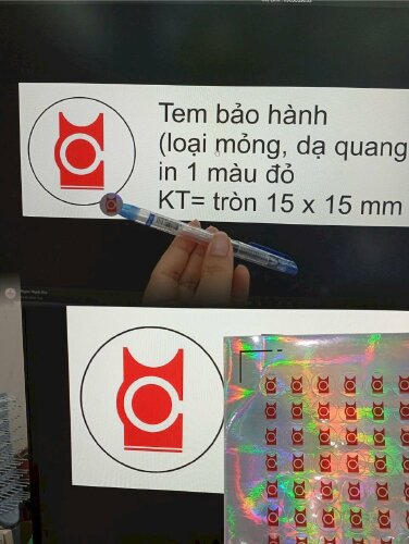 In tem bảo hành loại mỏng, dạ quang Decal 7 màu in laser bế tròn - VND968