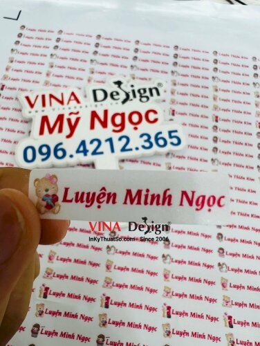 Nhãn in tên học sinh theo yêu cầu, sticker dán đồ dùng học tập - VND239