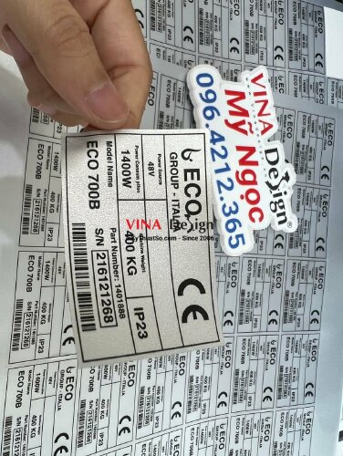 In decal xi bạc tem nhãn dán máy vệ sinh công nghiệp - VND371