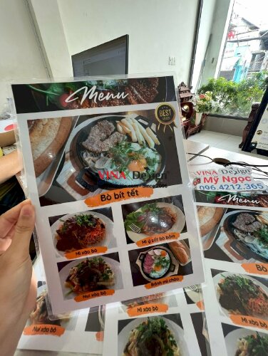 In menu ép nhựa plastic tờ rời cầm tay quán ăn sáng - VND201