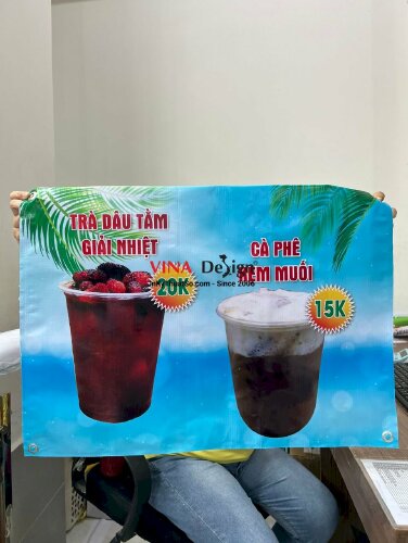 In banner menu treo xe đẩy bán hàng nước trà cà phê - VND77