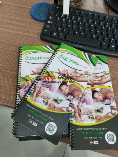 In menu Nail Bar tiếng Anh, in menu nhựa PVC chống nước, hàng gửi đi Mỹ từ TPHCM - VND263