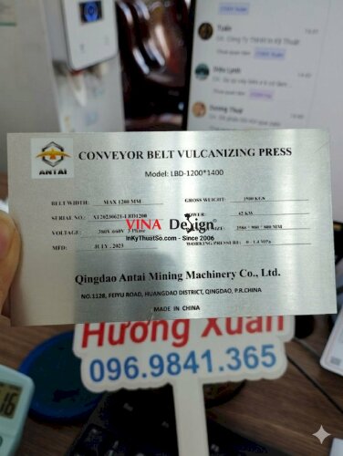 In tem nhãn kim loại, tem mác máy công nghiệp - VND235