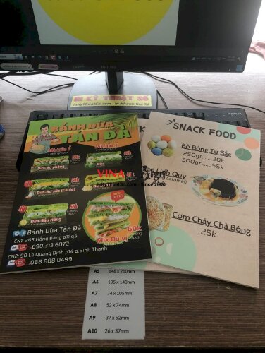 In menu cầm tay A4 quán bánh ăn vặt Snack Food - VND54