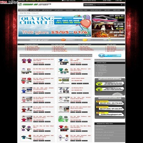 Thiết kế web thể thao, thiết kế web shop thể thao, ThangBeSport.Com