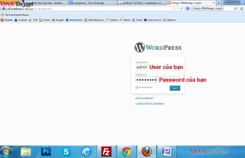 Login vào phần quản trị website wordpress