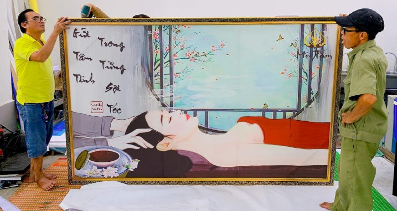In tranh treo tường khổ lớn - đóng khung tranh, chất liệu vải canvas, in mực dầu