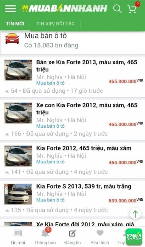 Giá các phiên bản xe Kia Forte trên mạng xã hội MuaBanNhanh