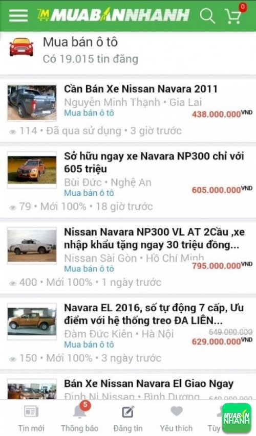 Giá xe Nissan Navara trên mạng xã hội MuaBanNhanh