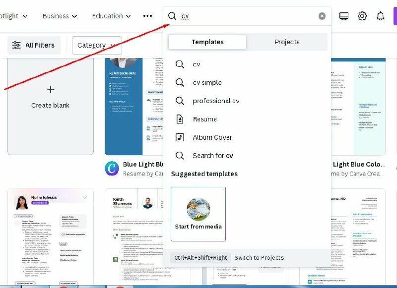 Bước 2: Chọn mẫu CV