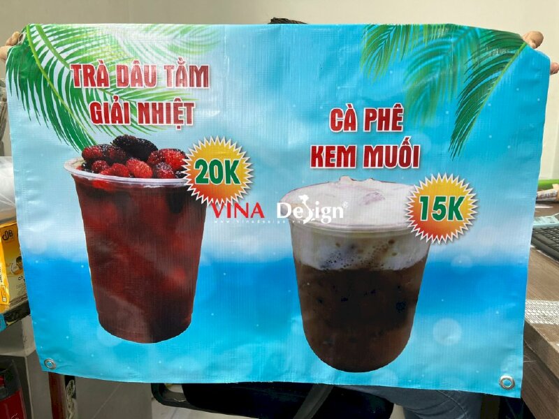 In banner menu treo xe đẩy bán hàng nước trà cà phê - VND77
