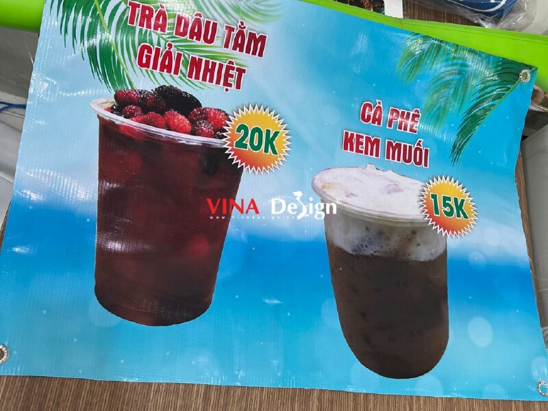 In banner menu treo xe đẩy bán hàng nước trà cà phê - VND77