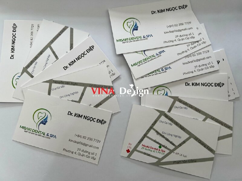 In card visit có vẽ bản đồ đường đi mặt sau - VND112