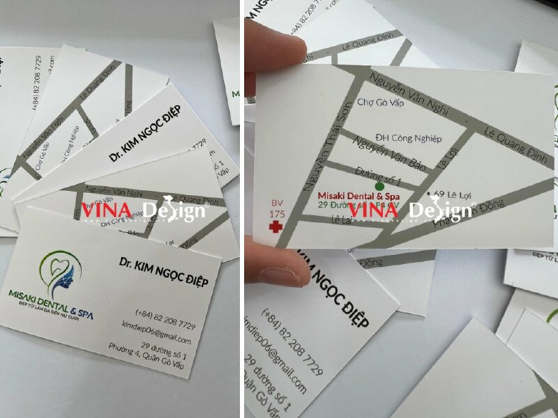 In card visit có vẽ bản đồ đường đi mặt sau - VND112