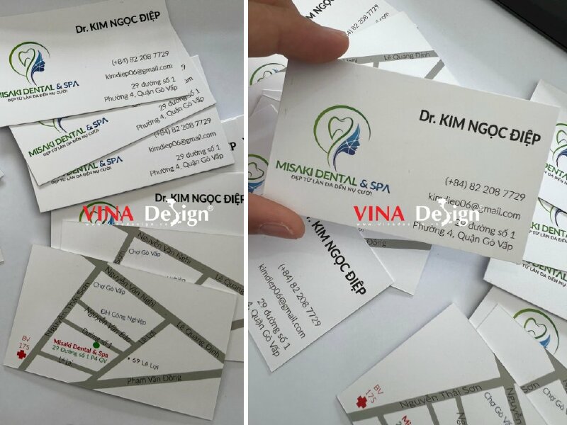 In card visit có vẽ bản đồ đường đi mặt sau - VND112