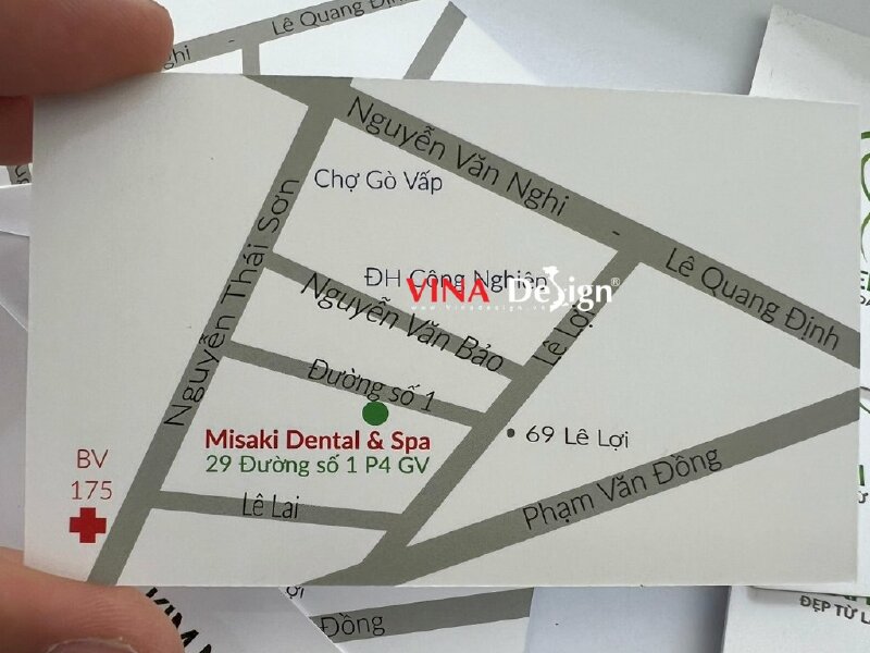 In card visit có vẽ bản đồ đường đi mặt sau - VND112