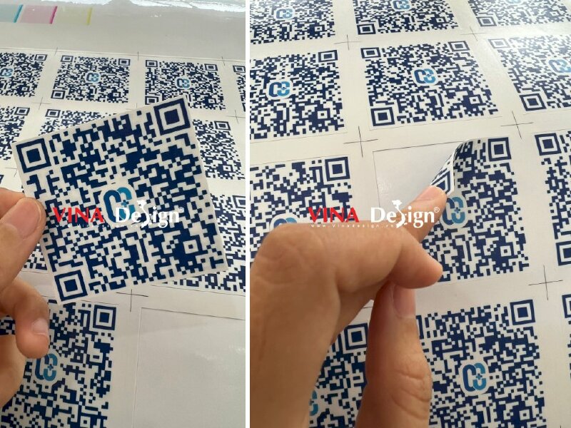 In decal sticker dán mã QRcode thông tin xe máy nhân viên, in ngược 2 mặt - VND97